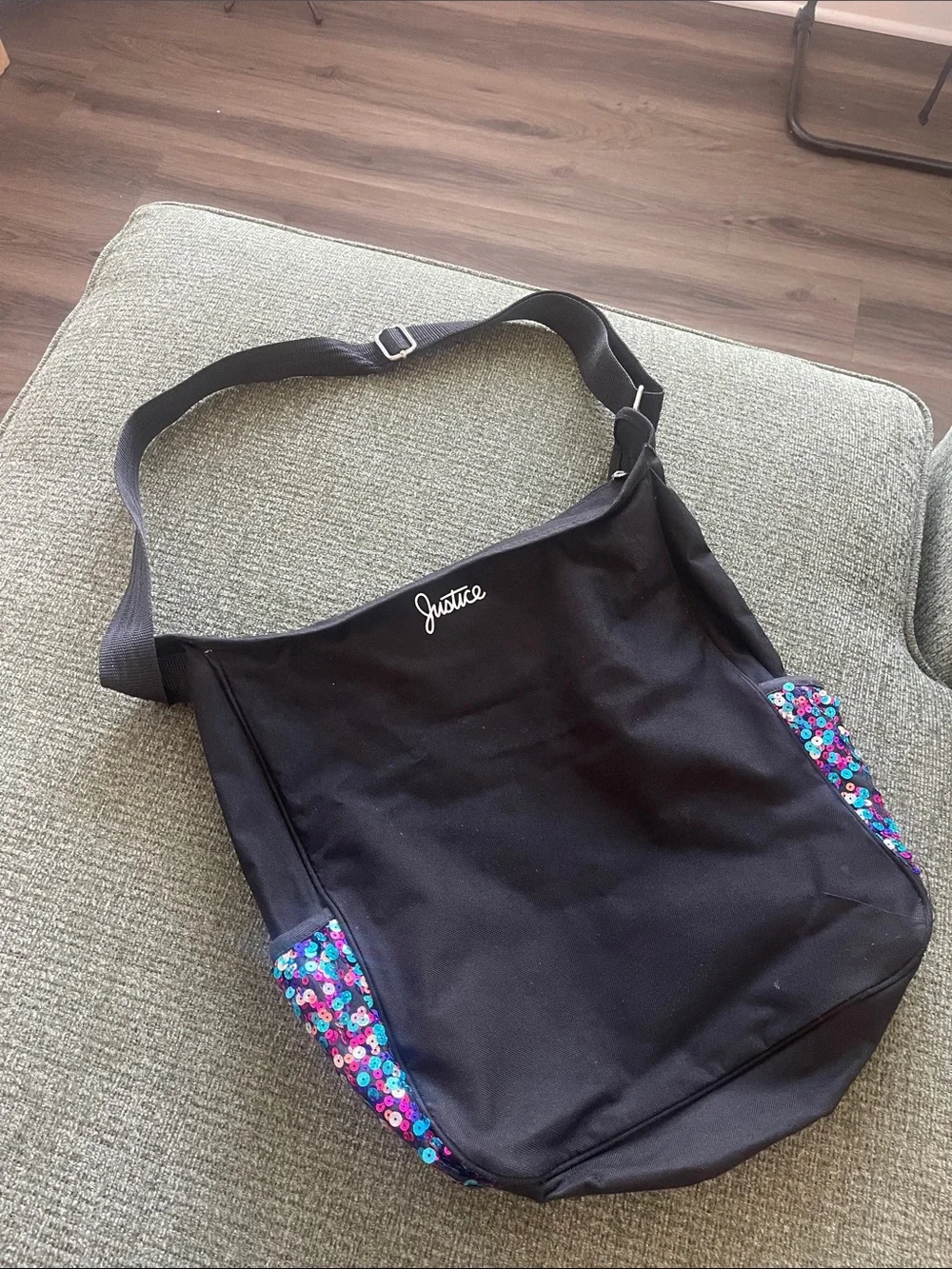 Sparkle Sequin Crossbody Bag with Silver 'D' Accent - Black/Purple/Pink